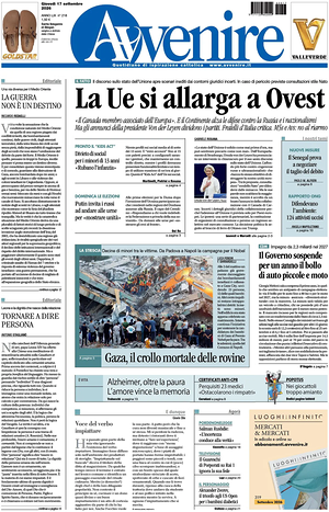 Prima pagina Avvenire di oggi - Quotidiano nazionale