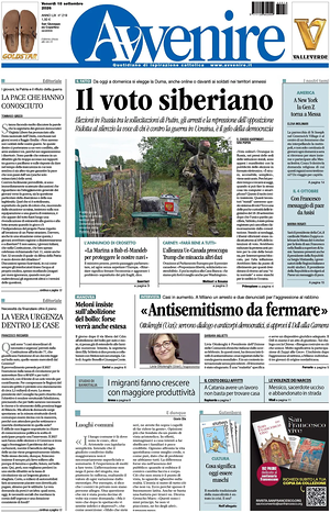 Prima pagina Avvenire di oggi - Quotidiano nazionale