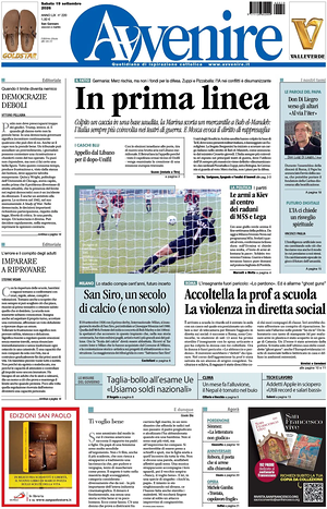 Prima pagina Avvenire di oggi - Quotidiano nazionale