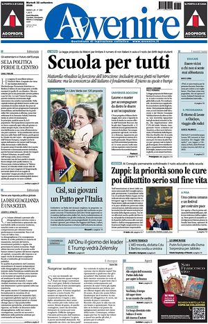 Prima pagina Avvenire di oggi - Quotidiano nazionale