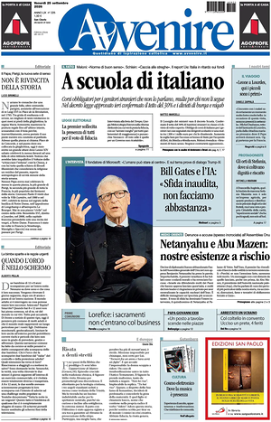 Prima pagina Avvenire di oggi - Quotidiano nazionale