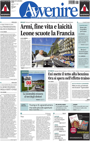 Prima pagina Avvenire di oggi - Quotidiano nazionale