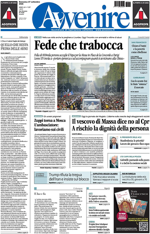 Prima pagina Avvenire di oggi - Quotidiano nazionale