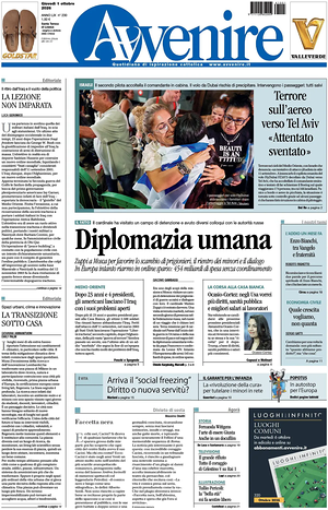 Prima pagina Avvenire di oggi - Quotidiano nazionale