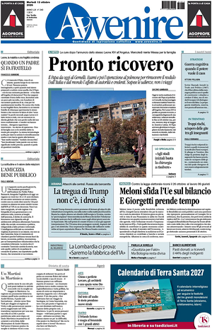 Prima pagina Avvenire di oggi - Quotidiano nazionale