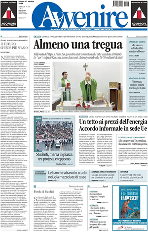 Prima pagina Avvenire di oggi - Quotidiano nazionale