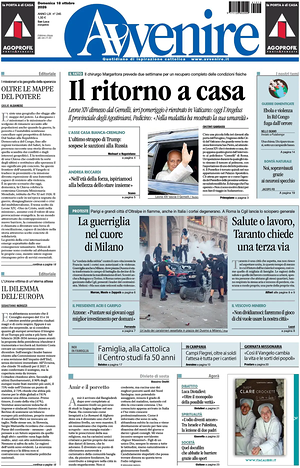 Prima pagina Avvenire di oggi - Quotidiano nazionale