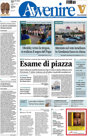 Prima pagina Avvenire di oggi - Quotidiano nazionale