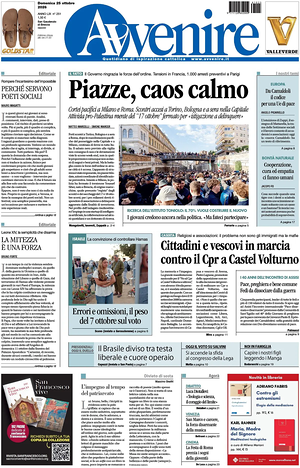 Prima pagina Avvenire di oggi - Quotidiano nazionale
