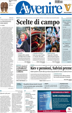Prima pagina Avvenire di oggi - Quotidiano nazionale