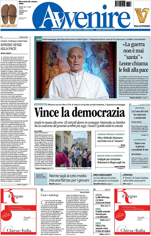 Prima pagina Avvenire di oggi - Quotidiano nazionale