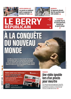 Une de Le Berry Républicain du jour - Journal régional