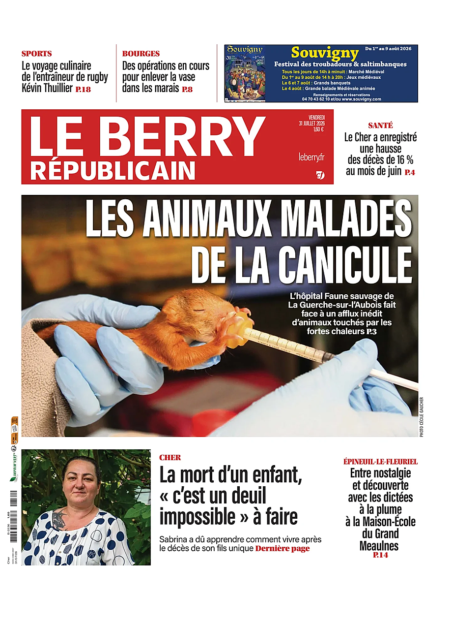 Une de Le Berry Républicain du jour - Presse 31 juillet 2026