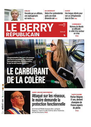 Une de Le Berry Républicain du jour - Journal régional