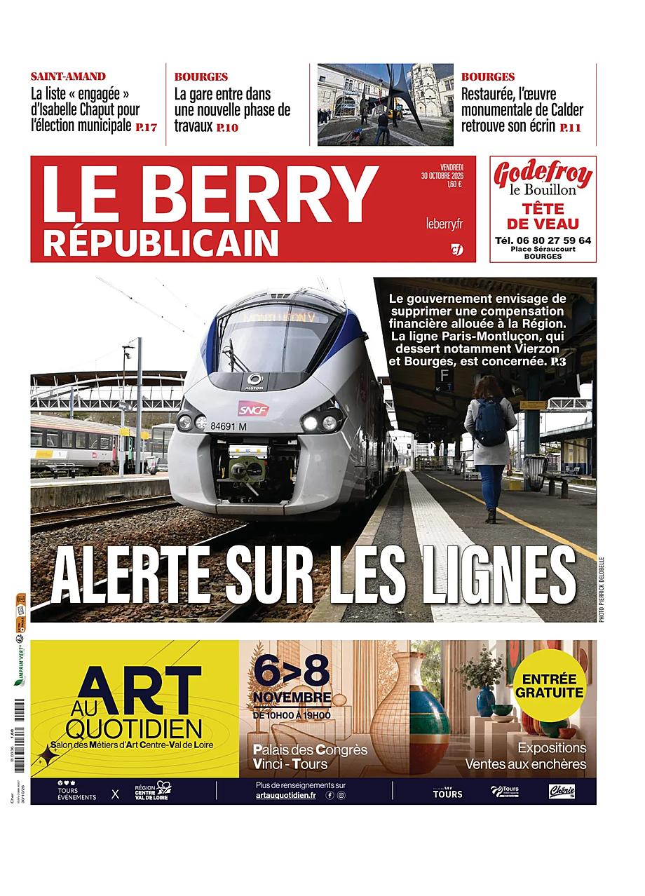Une de Le Berry Républicain du jour - Presse 30 octobre 2026