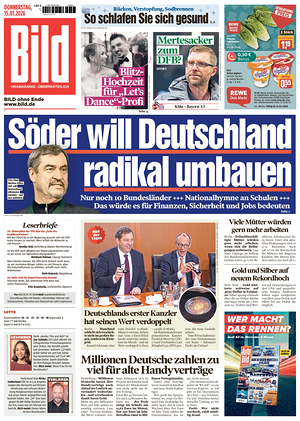 Prima pagina Bild di oggi - Quotidiano estero