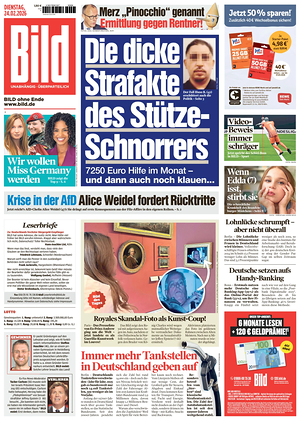 Prima pagina Bild di oggi - Quotidiano estero