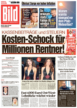 Prima pagina Bild di oggi - Quotidiano estero