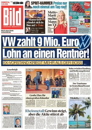 Prima pagina Bild di oggi - Quotidiano estero