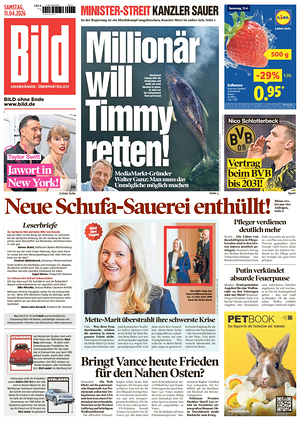 Prima pagina Bild di oggi - Quotidiano estero