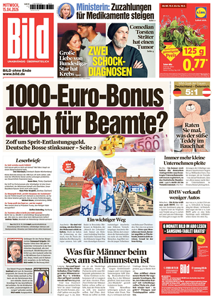 Prima pagina Bild di oggi - Quotidiano estero