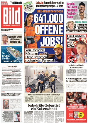 Prima pagina Bild di oggi - Quotidiano estero