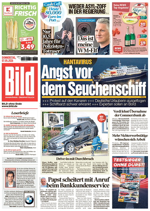 Prima pagina Bild di oggi - Quotidiano estero