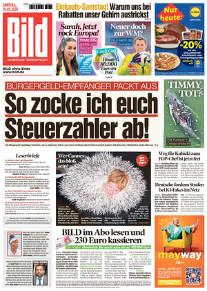 Prima pagina Bild di oggi - Quotidiano estero