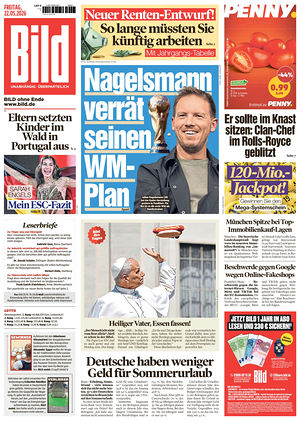 Prima pagina Bild di oggi - Quotidiano estero
