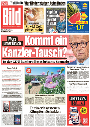Prima pagina Bild di oggi - Quotidiano estero