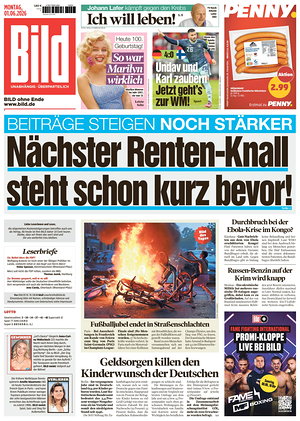 Prima pagina Bild di oggi - Quotidiano estero