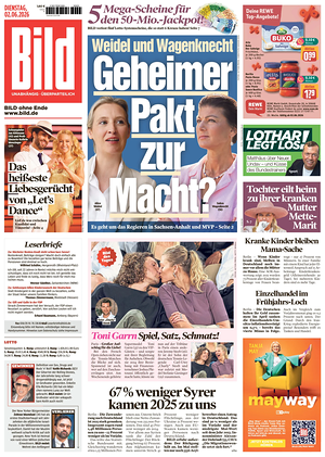 Prima pagina Bild di oggi - Quotidiano estero