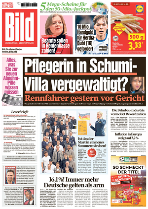 Prima pagina Bild di oggi - Quotidiano estero