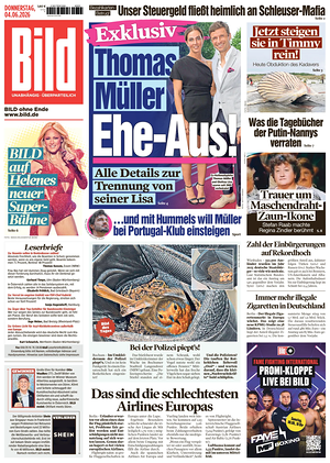 Prima pagina Bild di oggi - Quotidiano estero