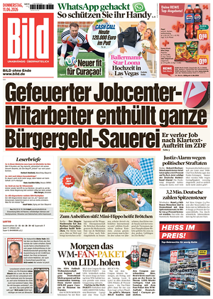 Prima pagina Bild di oggi - Quotidiano estero