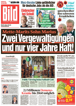Prima pagina Bild di oggi - Quotidiano estero
