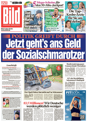 Prima pagina Bild di oggi - Quotidiano estero