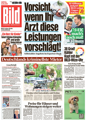 Prima pagina Bild di oggi - Quotidiano estero
