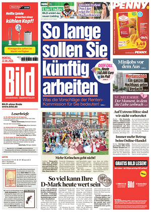 Prima pagina Bild di oggi - Quotidiano estero