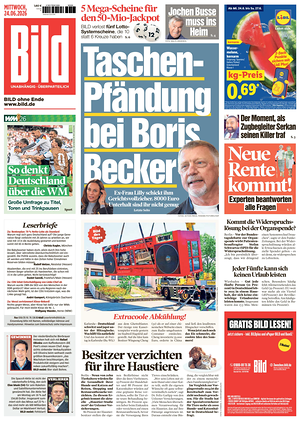 Prima pagina Bild di oggi - Quotidiano estero