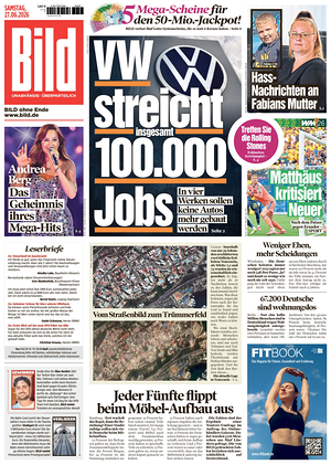 Prima pagina Bild di oggi - Quotidiano estero