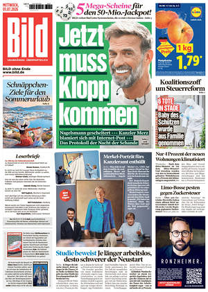 Prima pagina Bild di oggi - Quotidiano estero