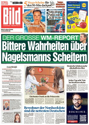 Prima pagina Bild di oggi - Quotidiano estero