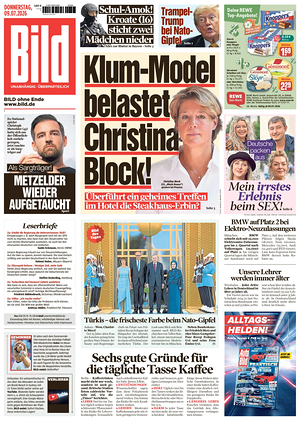 Prima pagina Bild di oggi - Quotidiano estero