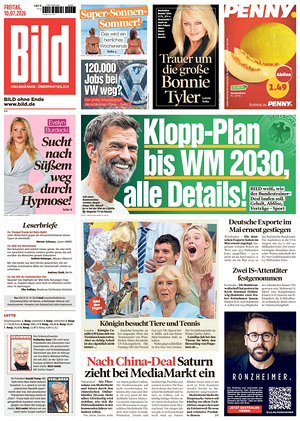 Prima pagina Bild di oggi - Quotidiano estero
