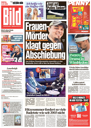 Prima pagina Bild di oggi - Quotidiano estero