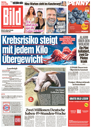 Prima pagina Bild di oggi - Quotidiano estero