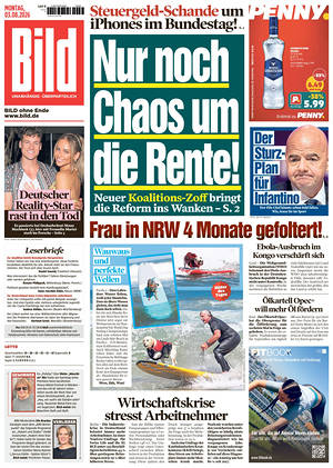 Prima pagina Bild di oggi - Quotidiano estero