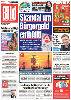 Prima pagina Bild di oggi - Quotidiano estero
