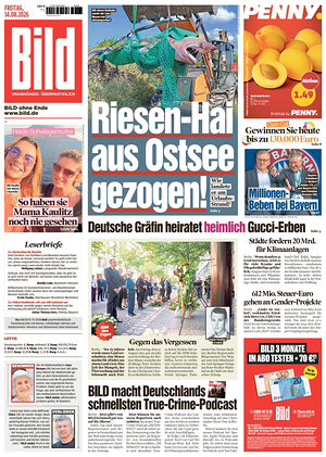 Prima pagina Bild di oggi - Quotidiano estero
